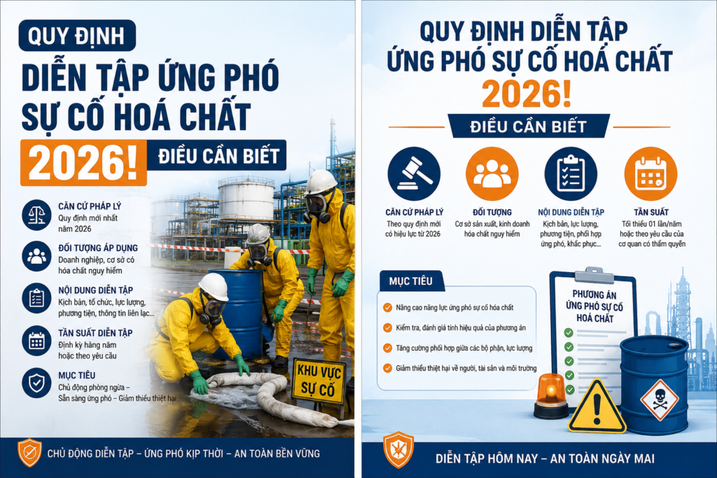 Quy định diễn tập ứng phó sự cố hoá chất 2026! Điều cần biết Quy dinh dien tap ung pho su co hoa chat 2026 Dieu can biet